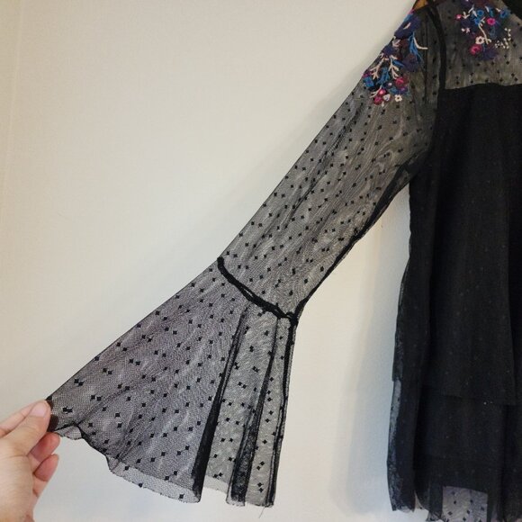 Lane Bryant Sheer Embroidery Babydoll Tunic Top 14/16 Wimsigfoth Fairy Grunge - Picture 6 of 12